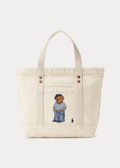 Women's Polo Ralph Lauren Canvas Polo Bear Small Tote Bags | 849257DSR